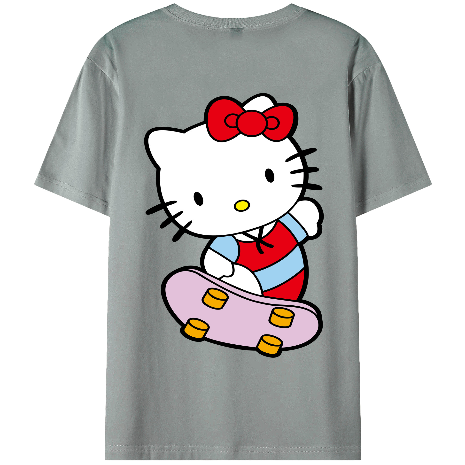 （画像用） Hello Kitty ハローキティ 綿100％ メンズ半袖Tシャツ（バックプリント） 通気性